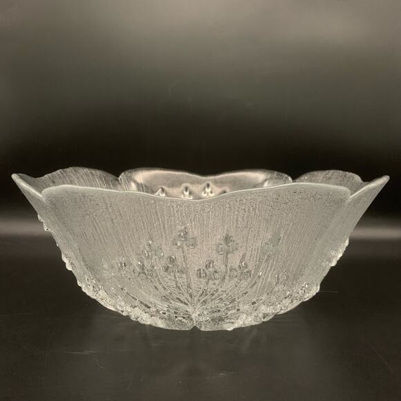 Vintage Dansk Floriform Scalloped Glass Serving Bowl Italy - Picture 3 of 8